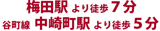 梅田駅 より徒歩７分 谷町線  中崎町駅 より徒歩５分