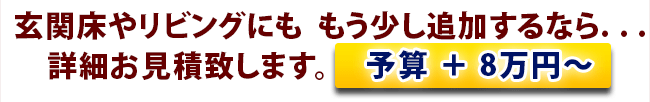 玄関やリビングももう少し追加するなら. . . 予算 ＋ 8万円～ 詳細お見積致します。